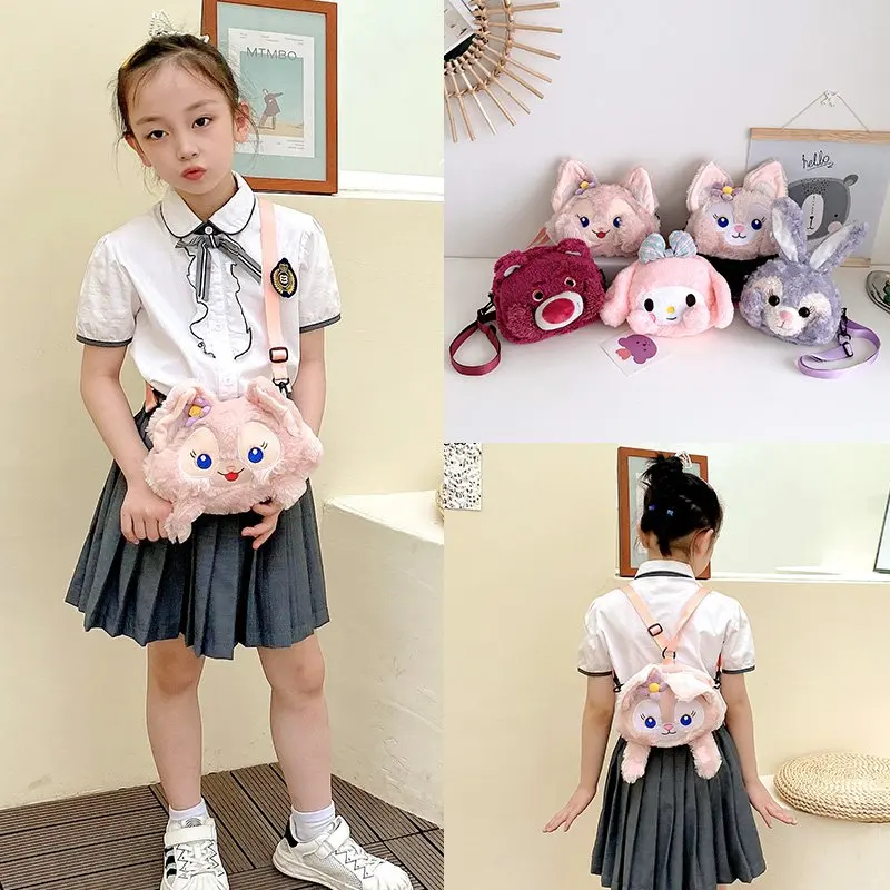 Children's Small Cute Plush Toy Shoulder Crossbody Side Handbag Kid's Bag for Girls Purse Pink Backpack Fluffy Zipper Clutch