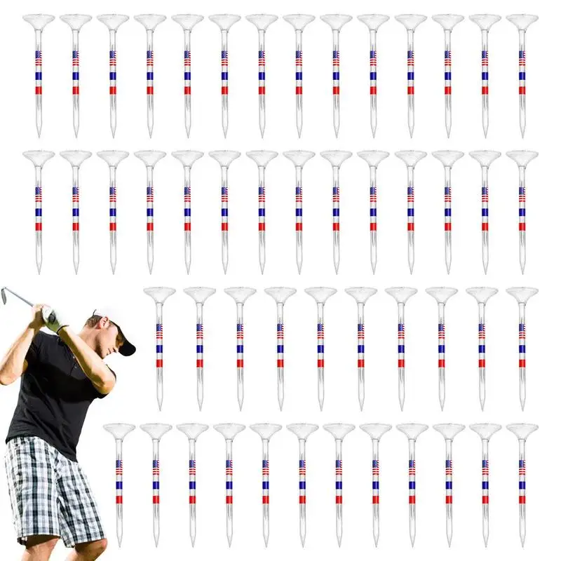 

Clear Golf Ball Tees Flag Prints Big Cup Adjustable Height Tees 50Pcs Golf Tees Reduced Friction & Side Spinning Adjustable