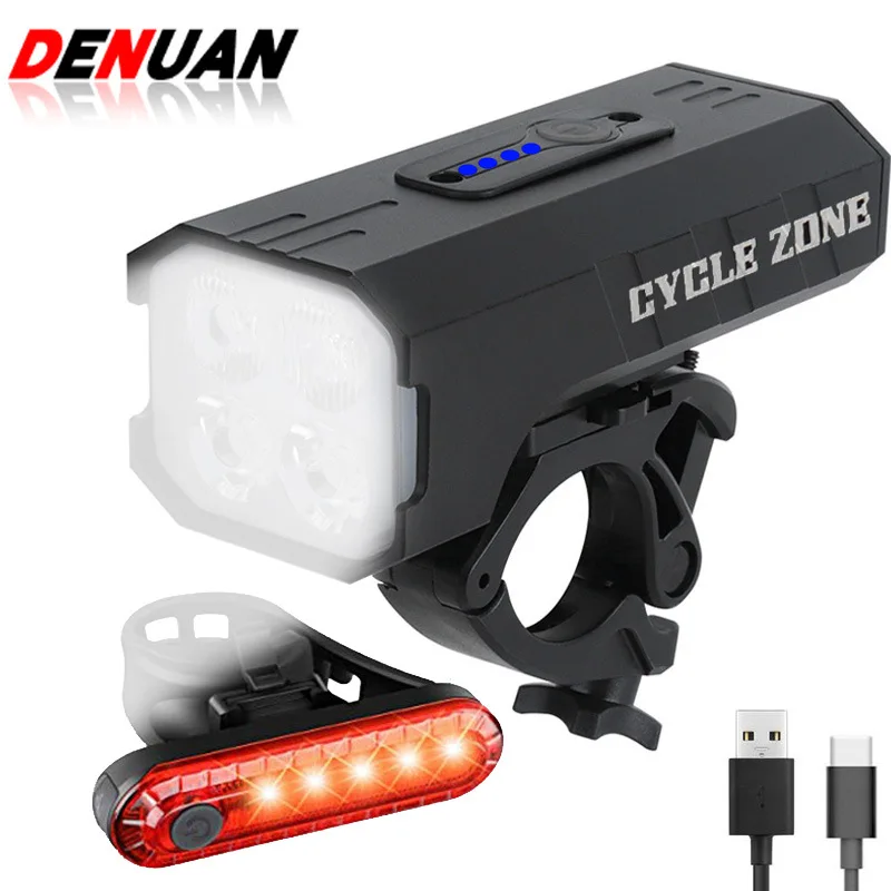 

Bicycle Light Set 7500K LED Flashlight Aluminum Alloy IPX5 Waterproof Night Riding Rotating Highlight Riding Tail Lights