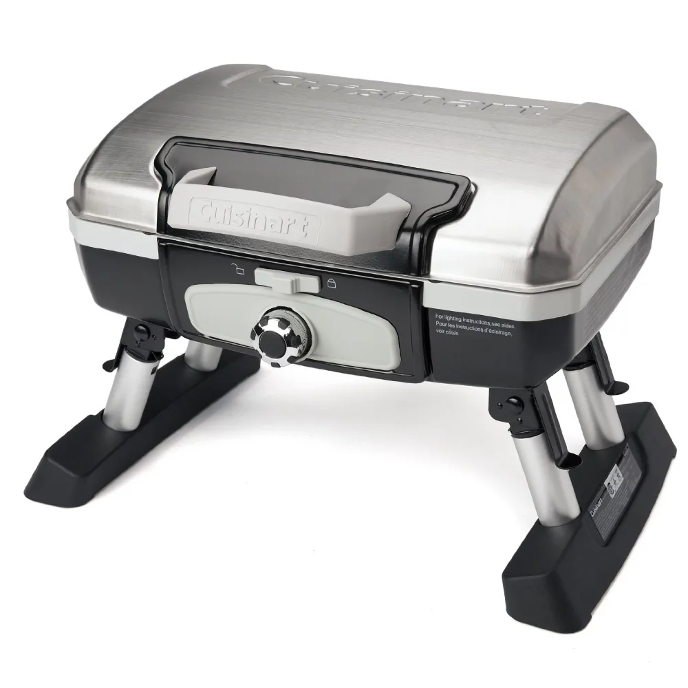 

Petit Gourmet Portable Tabletop Outdoor LP Gas Grill, Silver/Black