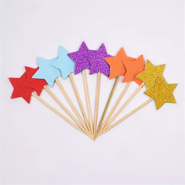 

Cake Flag Golden Heart Star Cupcake Toppers Baby Shower Birthday Party Decorations Kids Wedding Decoration Cake Toppers