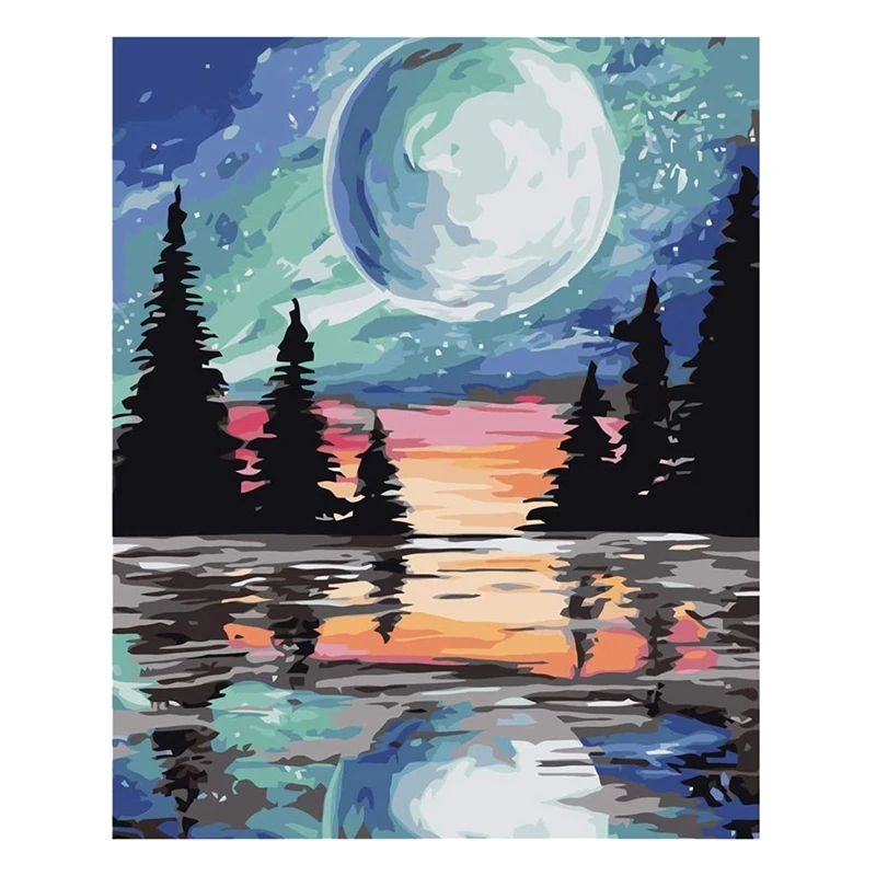 

NEW-DIY Moonlight краска по номерам для взрослых, масляная краска акриловая для взрослых и детей, для домашнего декора без рамки 15,7x19,7 дюйма