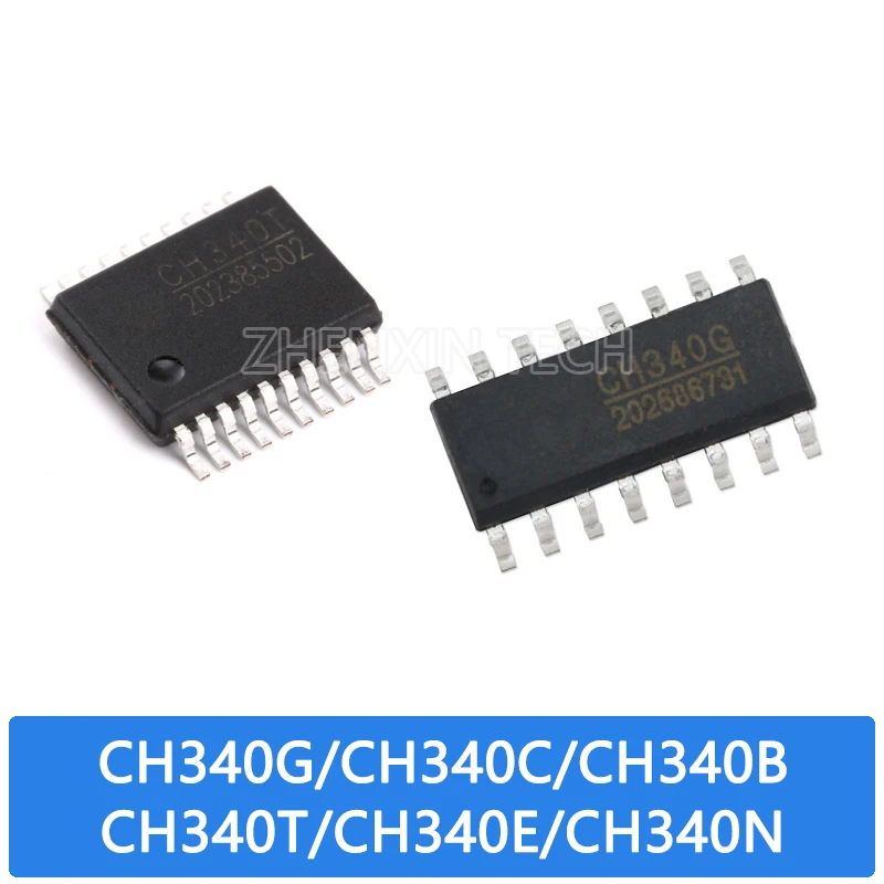 5 шт./Лот, новый оригинальный CH340G CH340C CH340B SOP-16 CH340T TSSOP-20 CH340E MSOP10 CH340N SOP-8, USB-кабель, последовательный чип