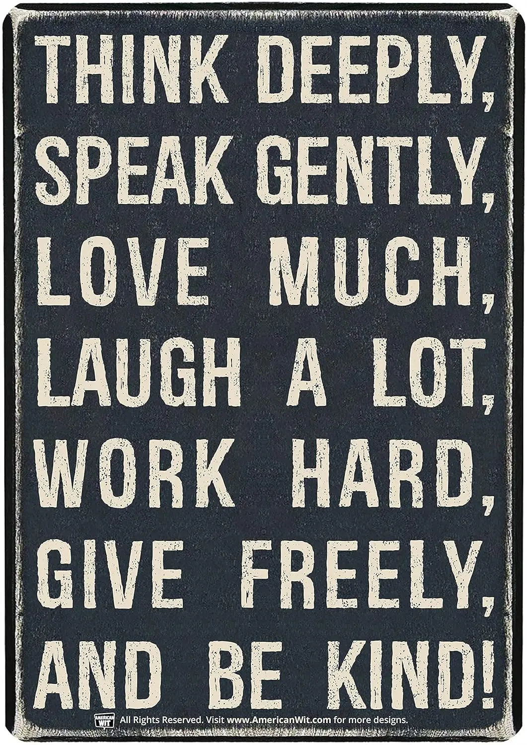 MER WT Motvtonl Quote Metl Tn Wll Rusty Retro Lookng Sgn (16&quot x 12.5&quot) (Thnk Deeply Spek Gently Love Much Lugh LOT