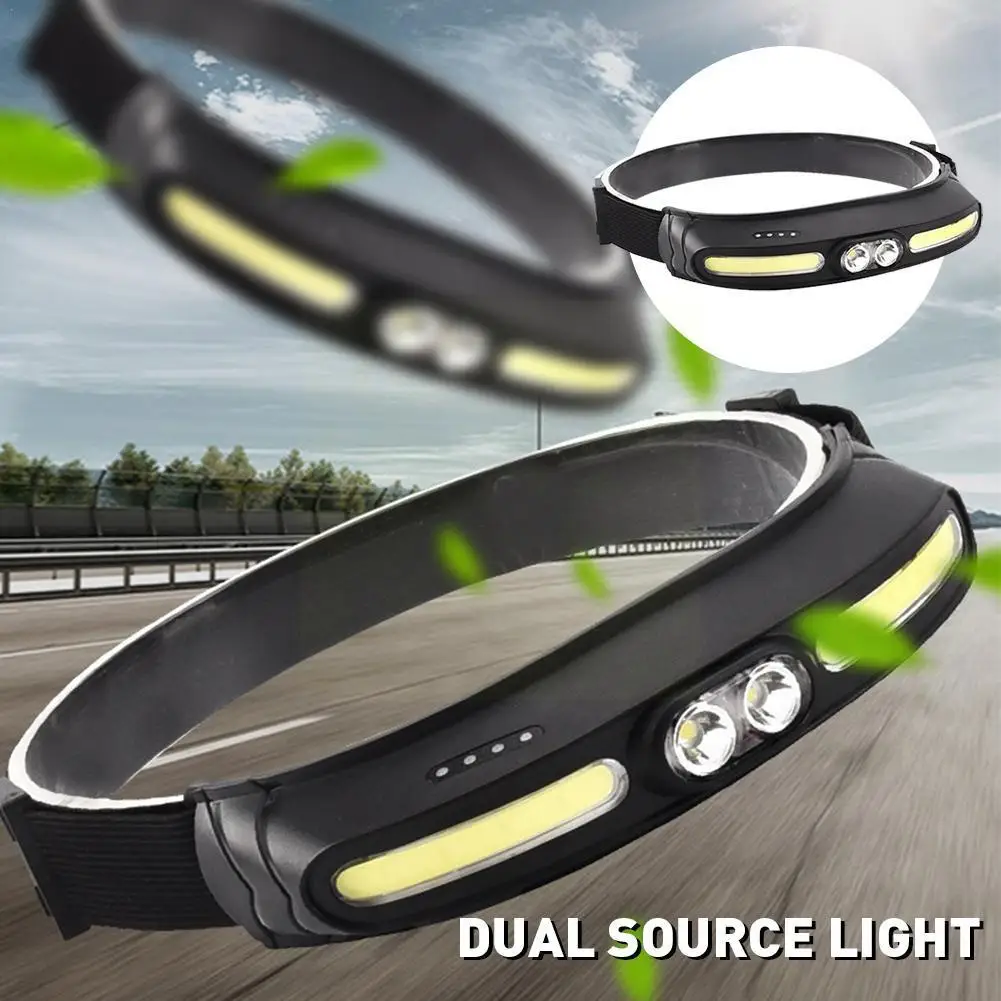 

Налобный фонарь с двойным источником света, светодиодный налобный фонарь с зарядкой от Usb, водонепроницаемый фонарь для кемпинга, походов, н...