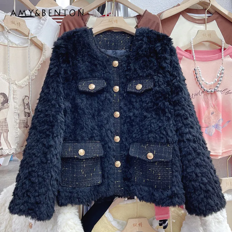 Autumn and Winter Imitation Lamb Wool Fur Coats New Thickened Short Coat Women's Elegant Fashion Trend Jackets for Ladies