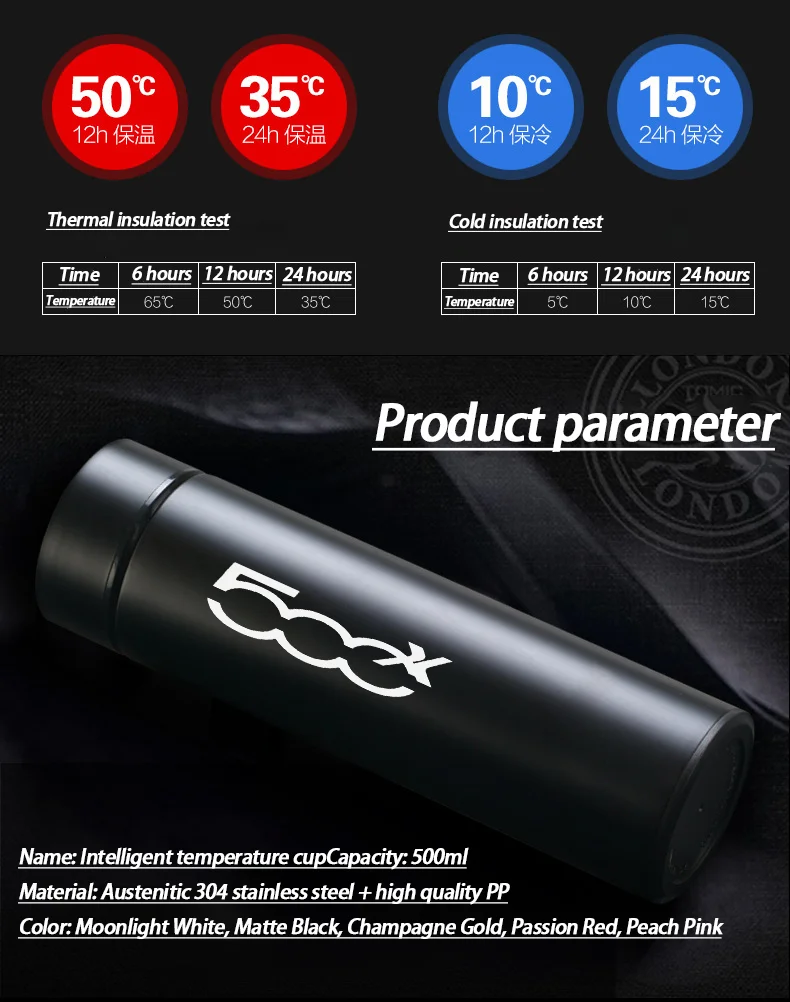 Интеллектуальный термос из нержавеющей стали с дисплеем температуры умная