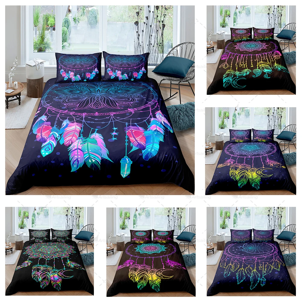 

Bohemian Dreamcatcher Bedding Set Nordic Cover Feathers Comforter Single Twin Full Queen King Size Bedclothes Home Textile