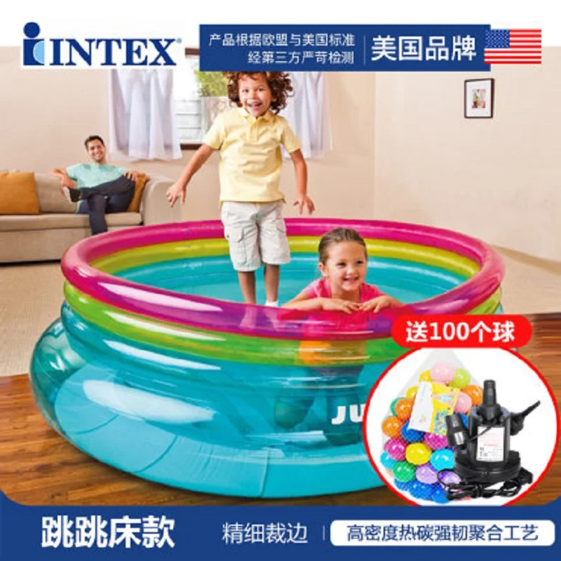 Батут INTEX детский для прыжков складная кровать дома надувной замок прыгающая