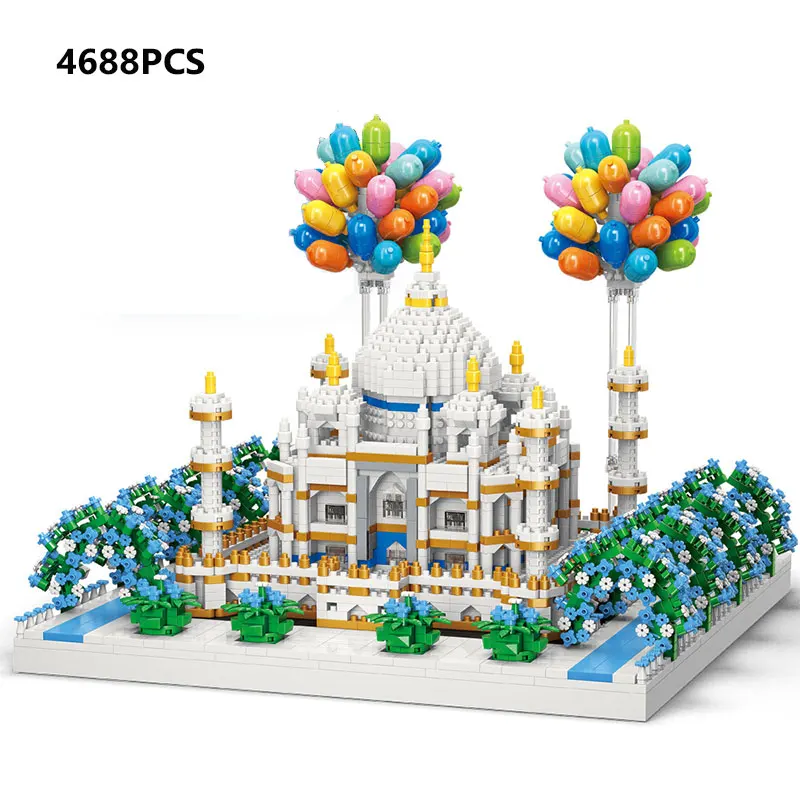 

Famous Architecture Taj Mahal Model Building Blocks Balloon House Bricks Assembly with Light Toy Holiday Gift For Children Girls