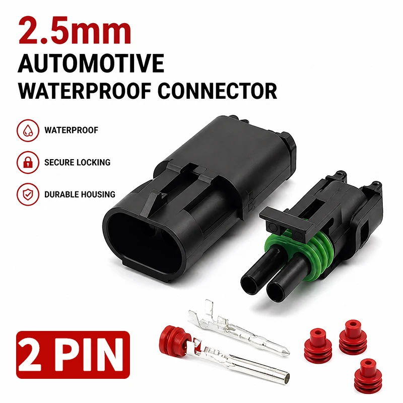 Фото 2-контактный водонепроницаемый разъем GM Automotive Weather Pack 2,5 мм, штекер и гнездо DJ3021Y-2.5-11/21 для GM №1