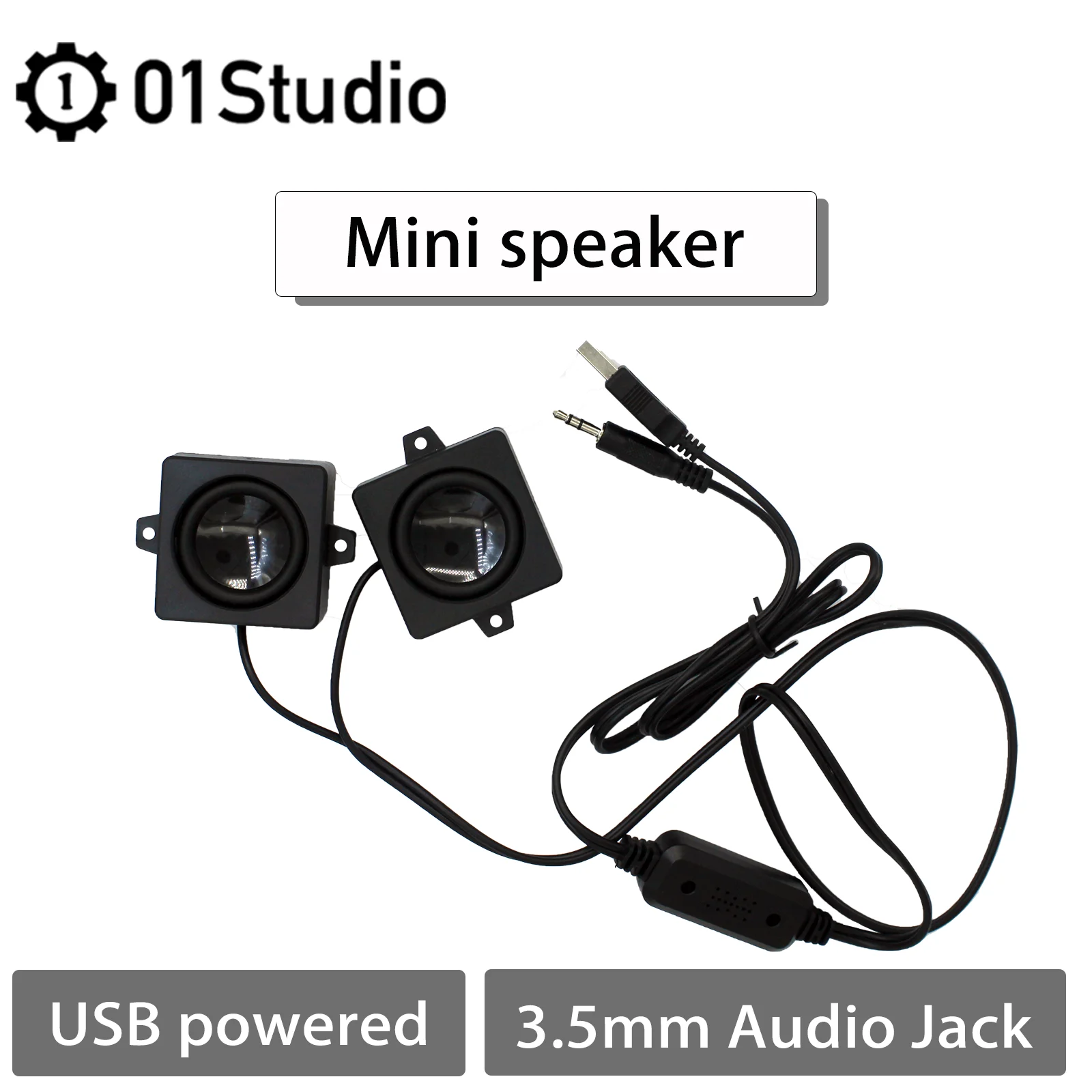 Фото 01Studio Мини-динамик USB CanMV K230, питание от USB, аудиоразъем 3,5 мм, двухканальная стереосистема №1