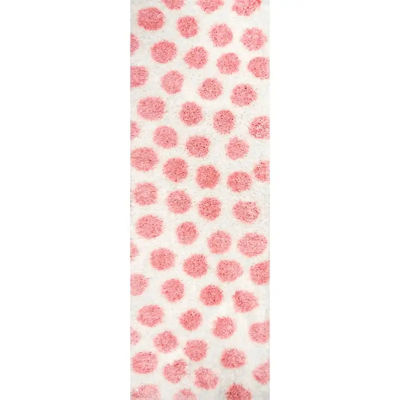

Polka Dot Shag Runner Rug, 2' 8" x 8', Pink