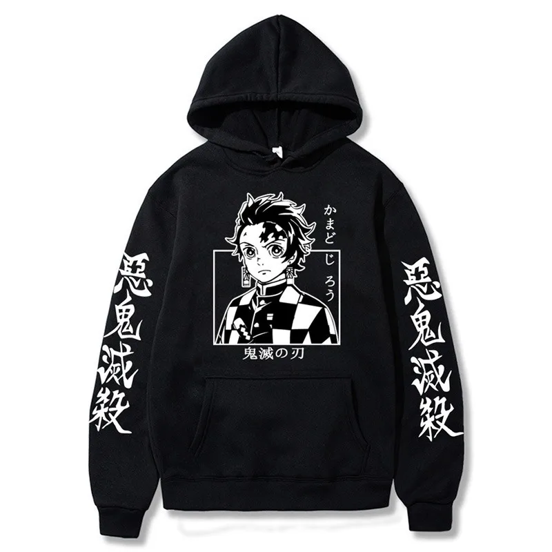 

Demon Slayer Anime Hoodie Kangaroo Pocket Streetwear Mens Womens Anime Hooded Sweatshirts Vintage Clothes