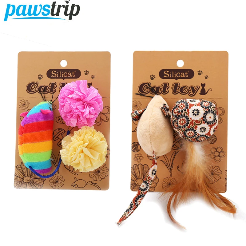 

False Mouse Cat Toy Ball Set Catnip Pet Interactive Toys Feather Funny Playing Toys for Cats Kitten Toys Set Pet Product