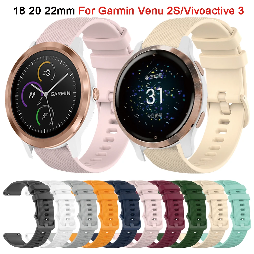 

Силиконовый браслет для смарт-часов Garmin Vivoactive 3 3S 4S 4/CAME 2 Plus 2S, ремешок Forerunner 645 245 965 265, 22 20 18 мм