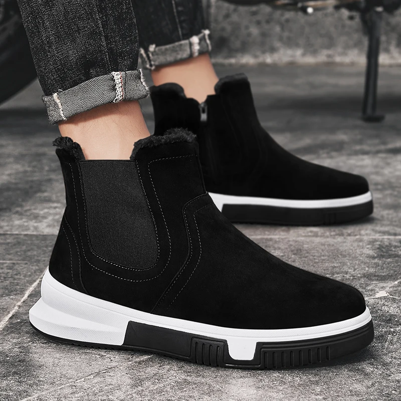 

SOLI2 Men Shoes Plush Warm Cotton Shoes Men High Top Snow Boots Ankle Botas Casual Shoes Men Mocassin Flats S13800-S13805
