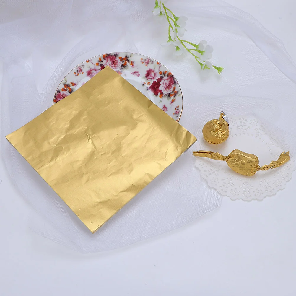 

200pcs Aluminium Foil Paper Portable Foil Paper Wrapping Paper Gift Packaging Paper for Home Hand Craft Children