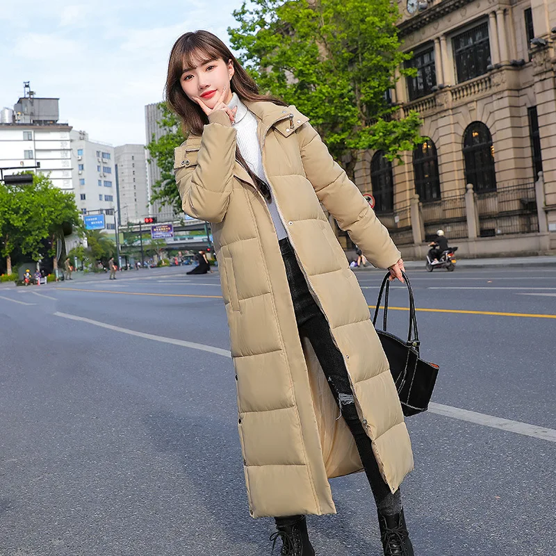 Down cotton down jacket cotton jacket women's medium length knee length Korean 2022 new cotton jacket slim jacket lengthened