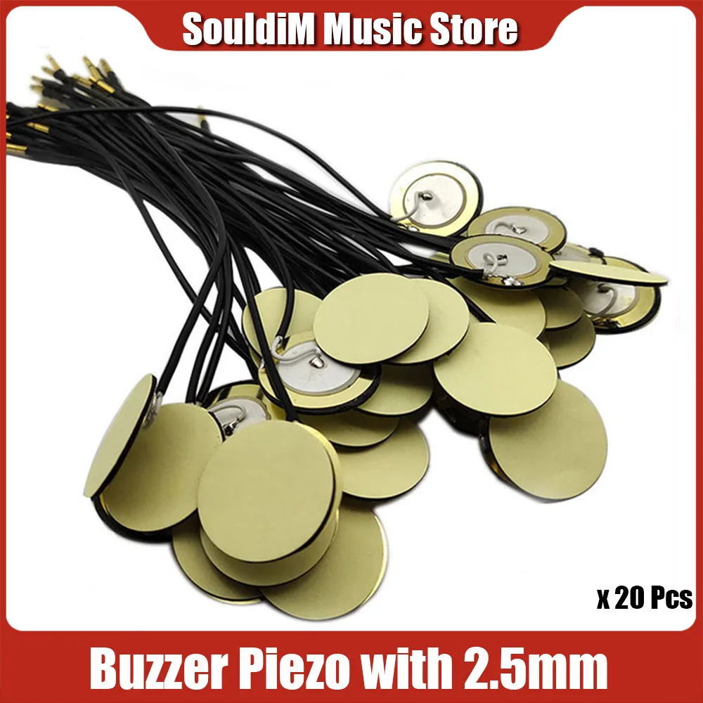 

20pcs Buzzer Pickup with 2.5mm Plug Piezoelectric Piezo Electric Disc Acoustic Mandolin Ukulele DIY Transducer Pickup