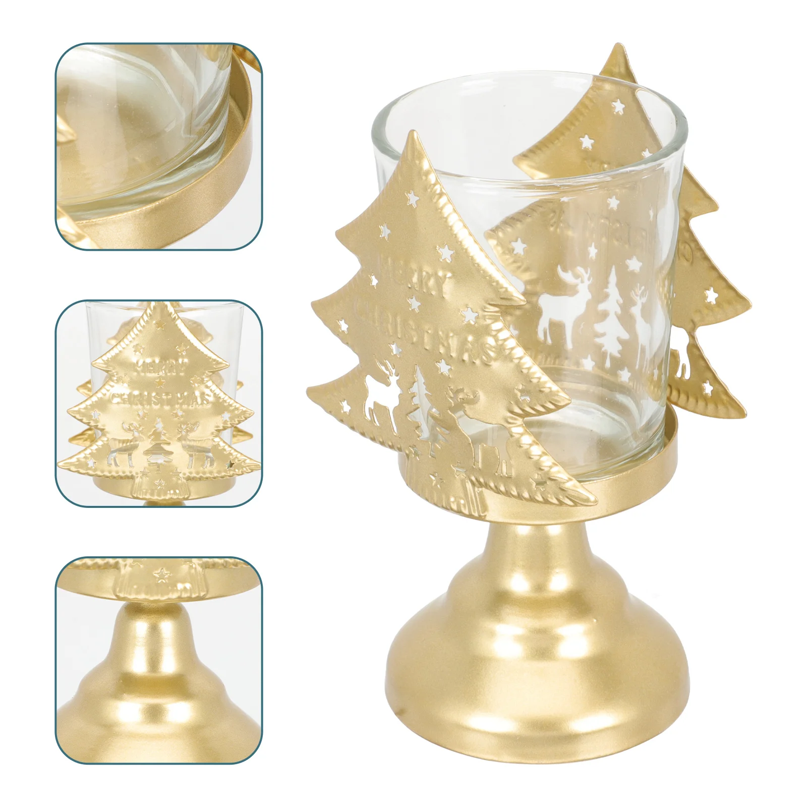 

Christmas Holder Holderscandleholder Stand Tealight Decor Candlestick Retro Desktop Holiday Votive Ornament Metal Adornment Tray