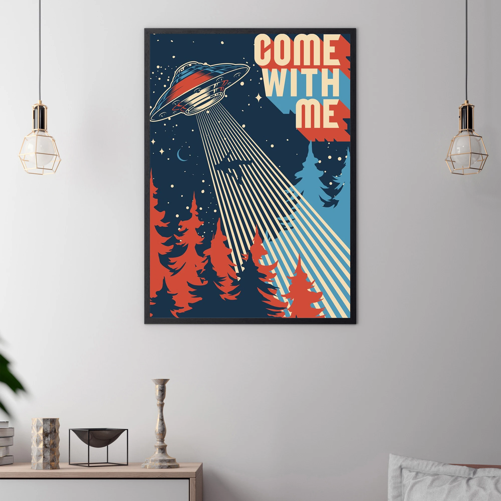 

Space Tour Alien Poster Retro Wind Solar System Poster Abstract Wall Art Painting Rocket Stars Living Room Decorative
