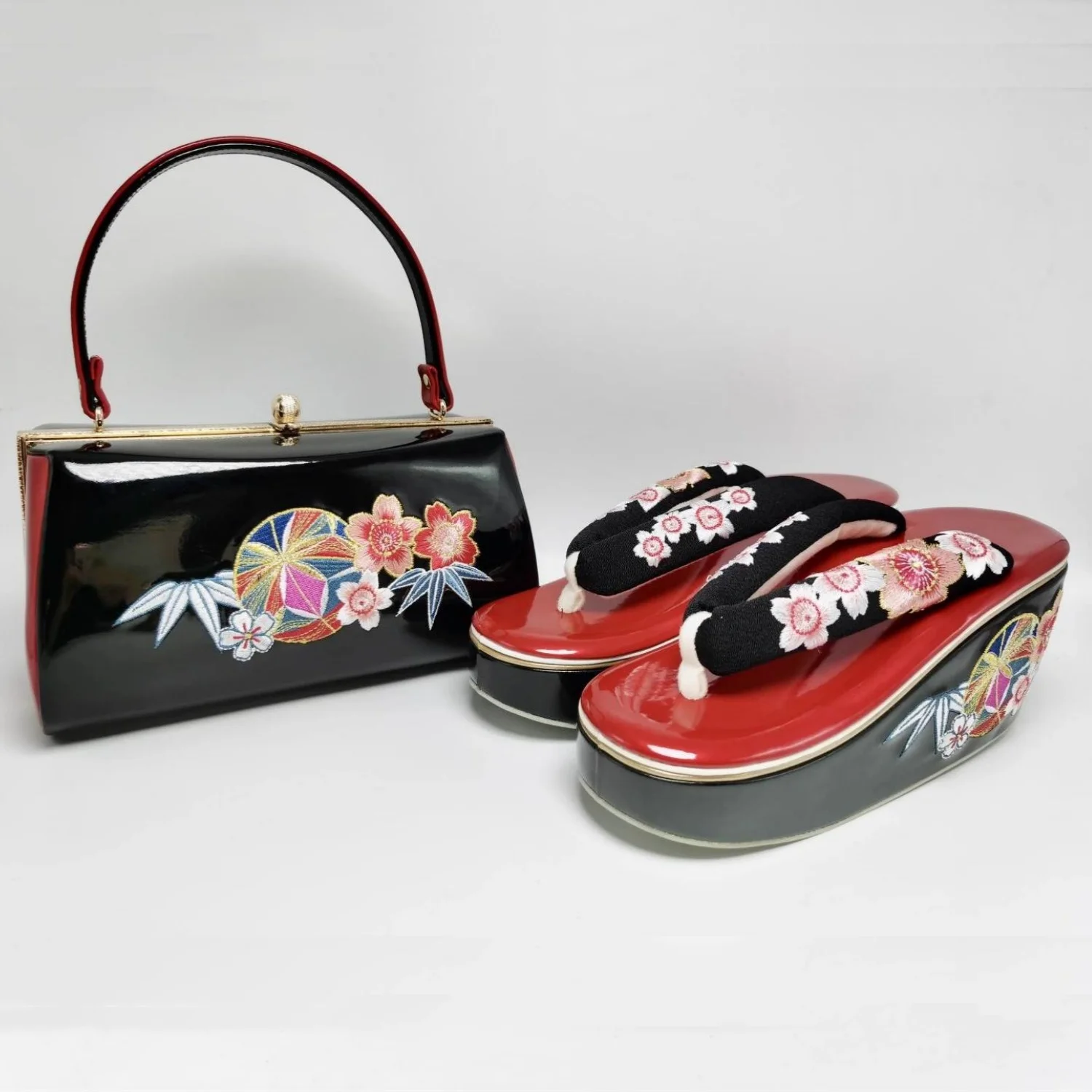 Японское кимоно для женщин аксессуар кошелек сандалии на высоком каблуке с