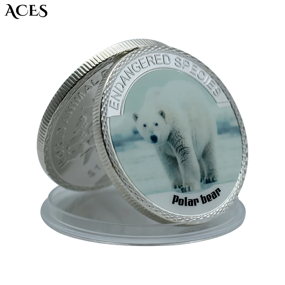 Монета с полярным медведем серебряные монеты защита животных мира памятные