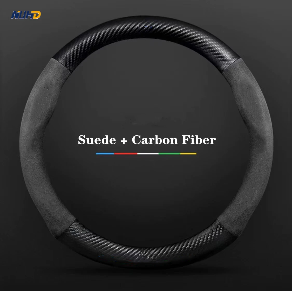 

Suede Carbon Fiber Car Steering Wheel Cover WIth Metal Logo For Ford Focus Mondeo Fiesta Titanium Ecosport Transit Kuga Mustang