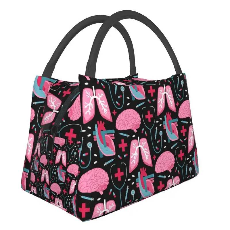 

Custom Doctors Orders Pattern Lunch Bag Women Thermal Cooler Insulated Lunch Boxes for Picnic Camping Work Travel Shoulder Bag