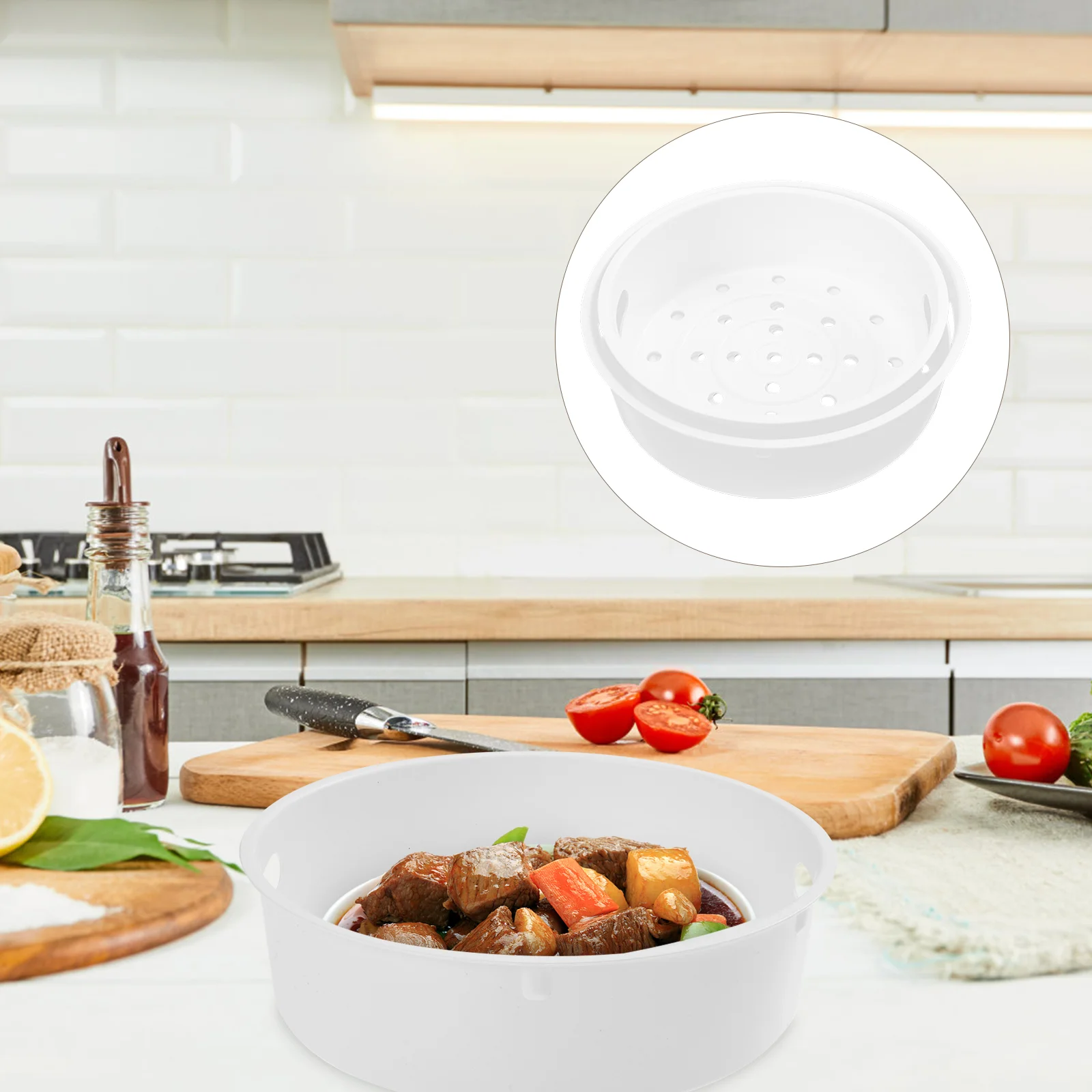 

2 Pcs Rice Cooker Steamer Household Container Basket Restaurant Dish Non Stick Accessory Plastic Food White