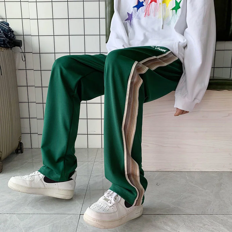 

Privathinker 2022 Spring New Women Straight Pants Stripe Patchwork Casual Female Trousers Elastic Waist Fashion Korean Clothing