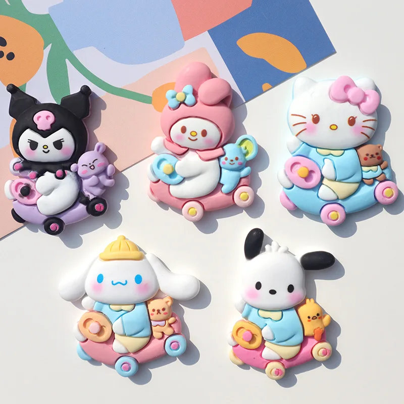 

5pcs Sanrioed Kuromi My Melody Cinnamoroll Pachacco Diy resin accessories cream mobile phone case accessories material package