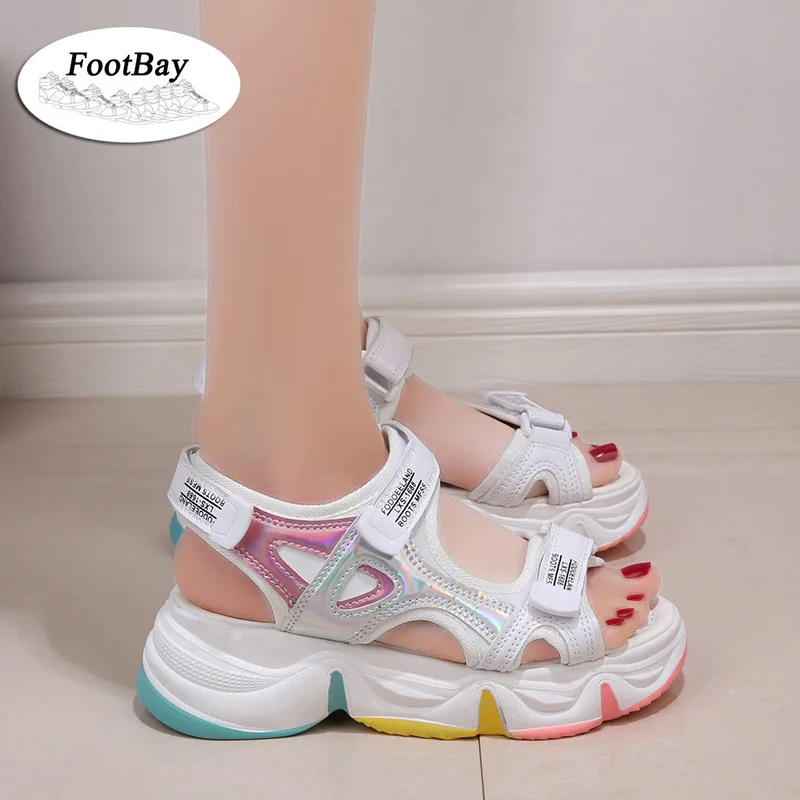 

Sports sandals women size summer new rainbow fairy wind ins tide sequined beach shoes 2022