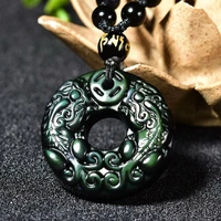 natural rainbow obsidian hand carved pixiu pendant fashion boutique jewelry men and women rainbow eye safety buckle necklace