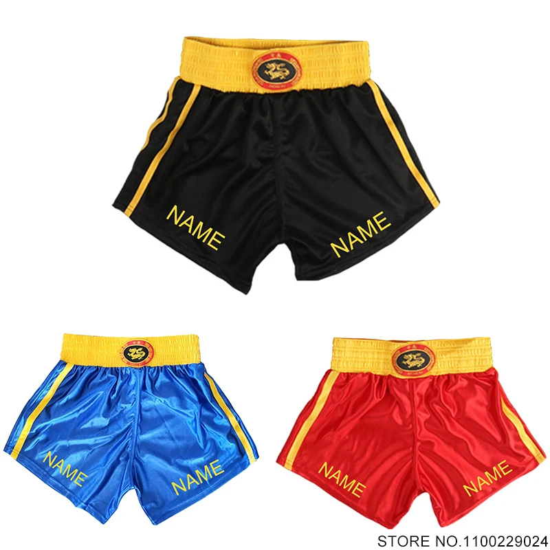 

Muay Thai Shorts Custom Boxing Shorts Men Women Child Personalized Kickboxing Fight Shorts Wushu Sanda Martial Arts Clothing