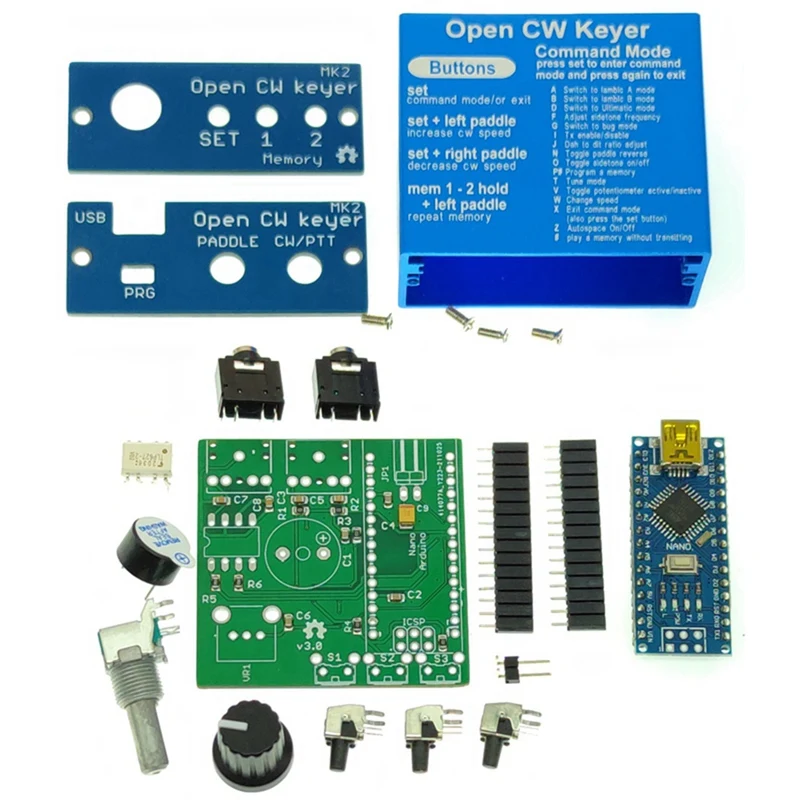 

Open CW Keyer MK2 KIT With Metal Case CW Keyer MK2 KIT CW Speed Adjustable From 1 To 999 WPM