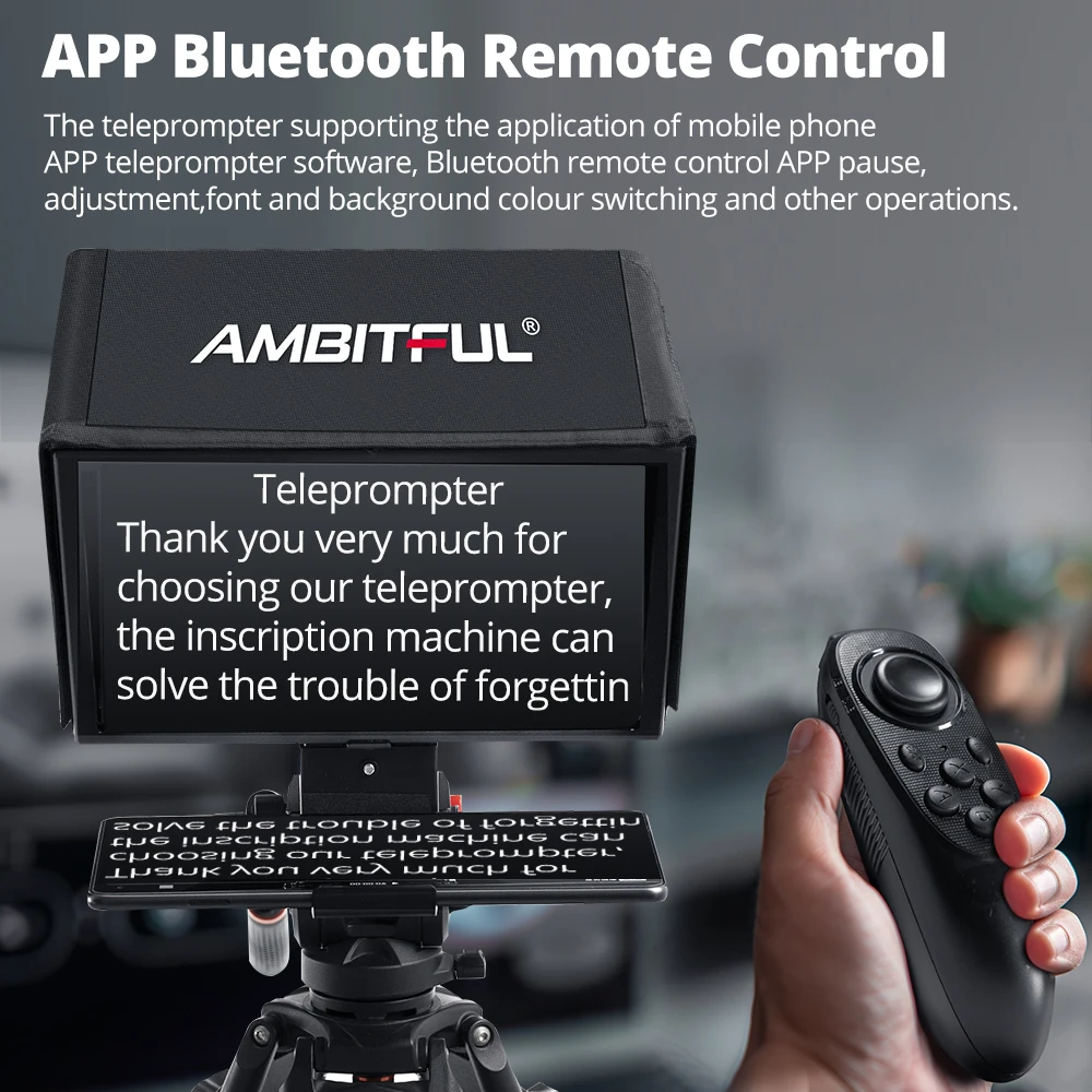 Фото Ambitful T14Pro с большим экраном, профессиональный складной телесуфлер для интервью для смартфона, DSLR-камеры, запись видео в реальном времени №4