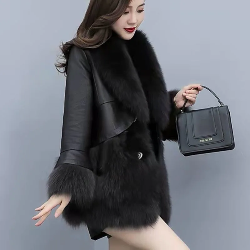 New Product Women Coat Coats Fur Mink Fur Thick Winter High Street Other Slim Real Fur Fur Coat Women
