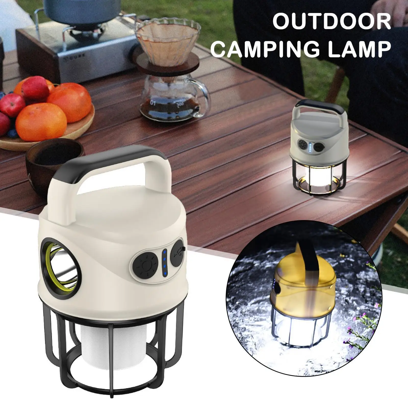 

Портативный фонарь для кемпинга с зарядкой от USB, рабочая противоскользящая Водонепроницаемая многофункциональная лампа для улицы, походо...