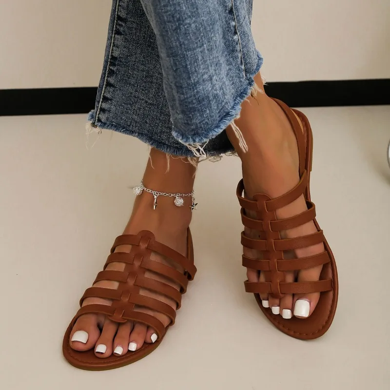 Женские босоножки в винтажном стиле повседневные сандалии для пляжа и отдыха