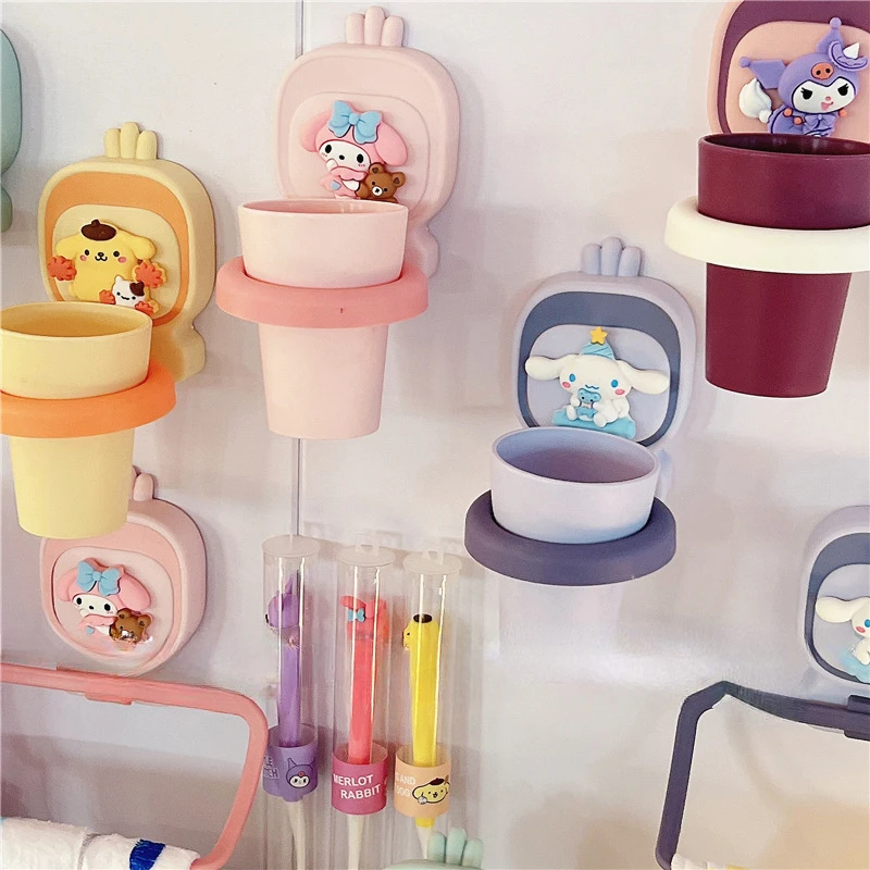 

Sanrio MyMelody Kuromi Pachacco Toothbrush Cup Holder Towel Rack Wall Hanging Kawaii Home Bathroom Dormitory Wall Hanging