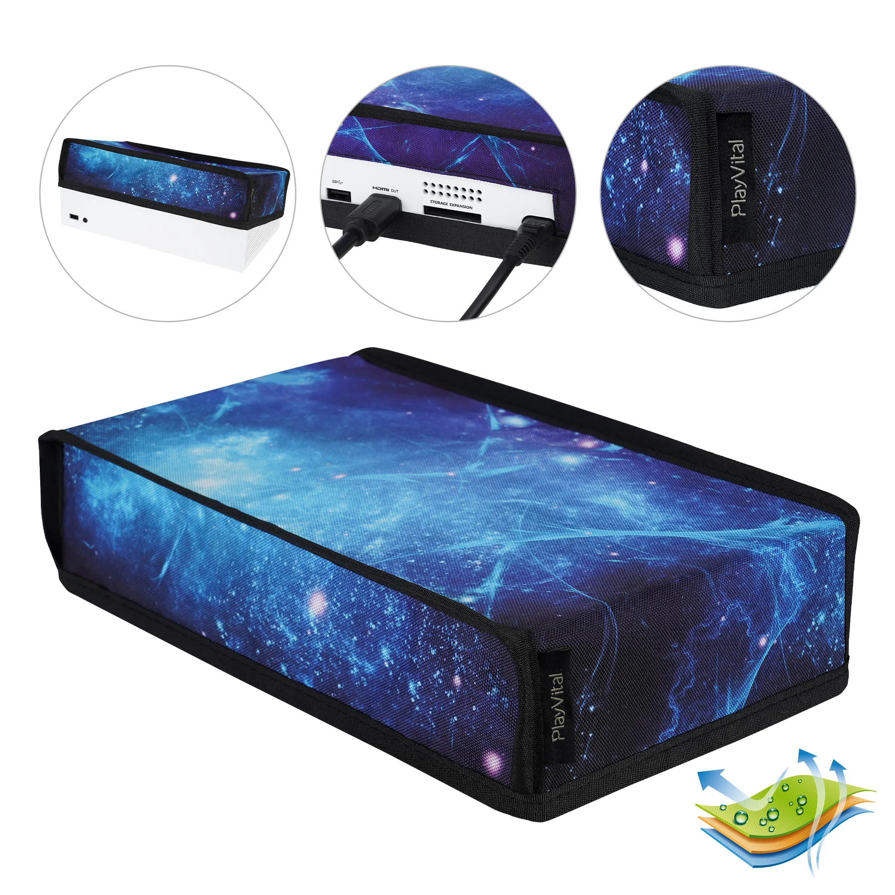 

PlayVital Soft Nylon Dust Cover Lining Dust Guard Anti Scratch Waterproof Cover Sleeve for Xbox Series S Console - Blue Nebula