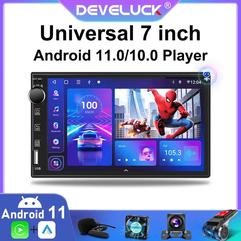 Универсальная Автомагнитола 7 дюймов для Nissan Kia Honda Toyota VW 2 Din Android 11 радио