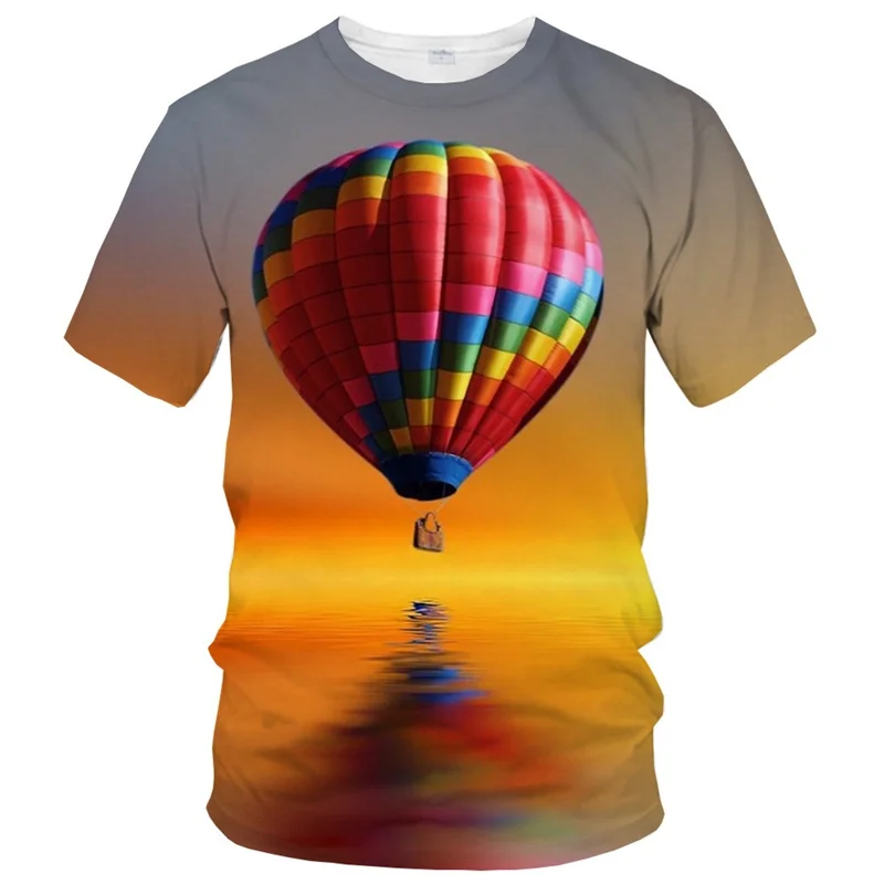 Футболка с воздушным шаром для мужчин модная футболка короткими рукавами и 3D