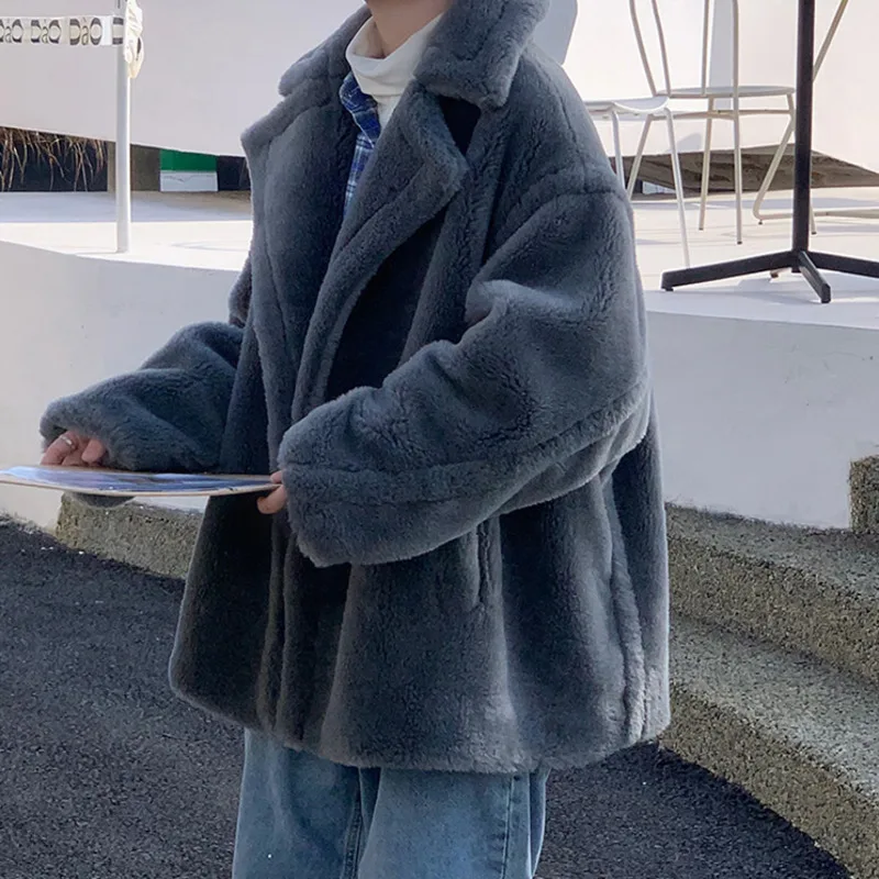 Teddy coat short lamb wool loose thickened coat men's large warm cotton coat b288-mj601-p155