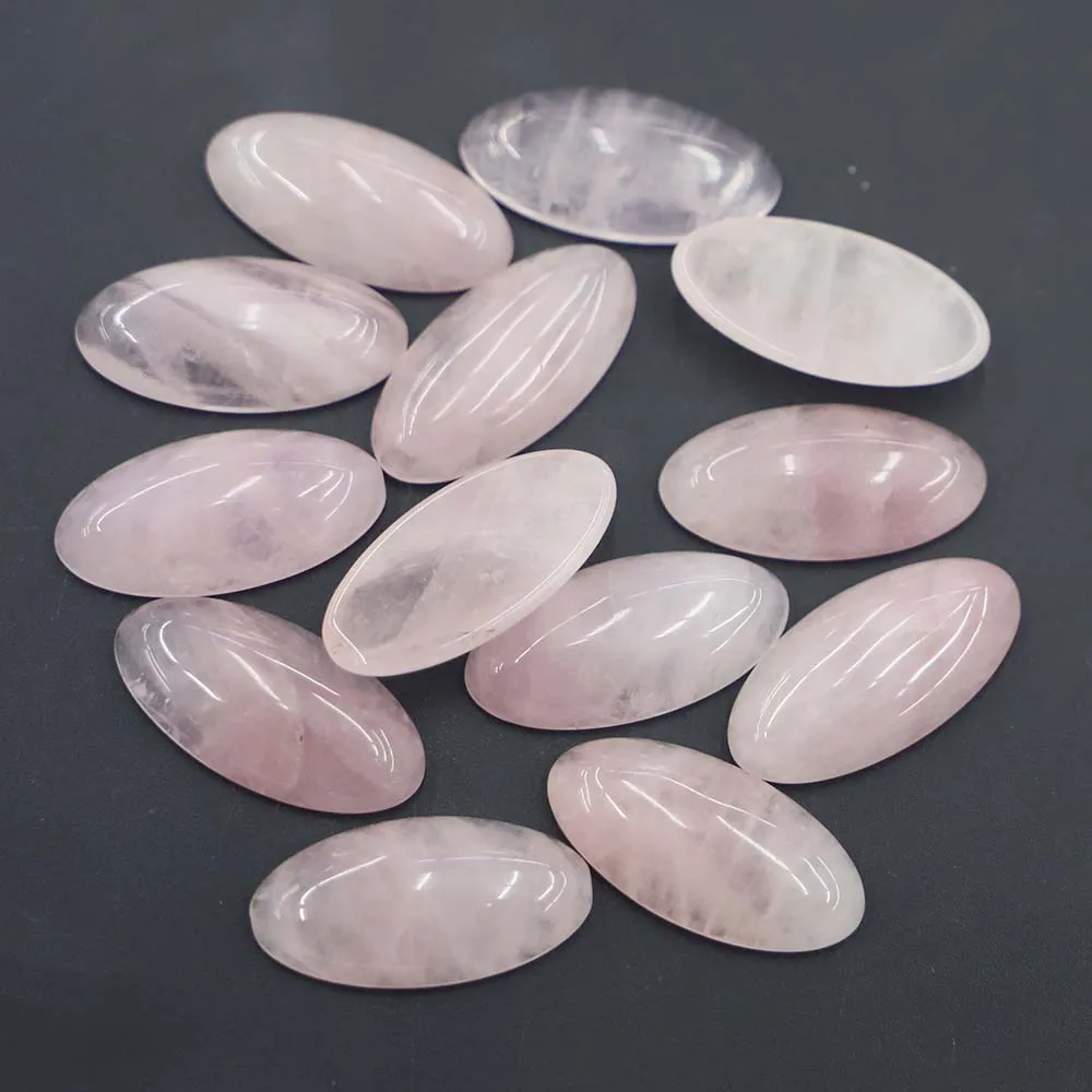 Reiki Natural British Pink Rose Jewel Crystal Oval Ring Surface Patch Beads Decorative Jewelry Accessories Wholesale 20Pieces