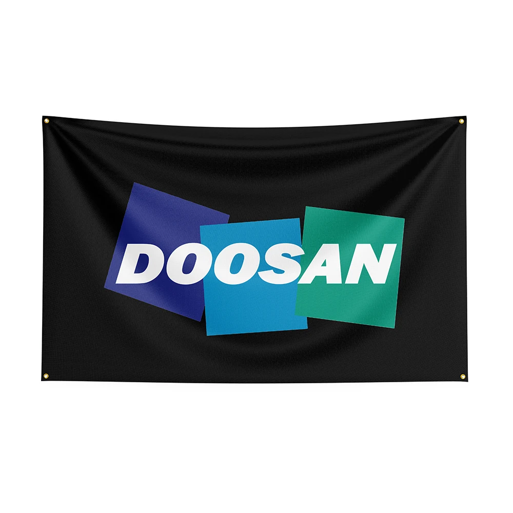

3x5 Doosans Flag Polyester Printed Excavator Banner For Decor