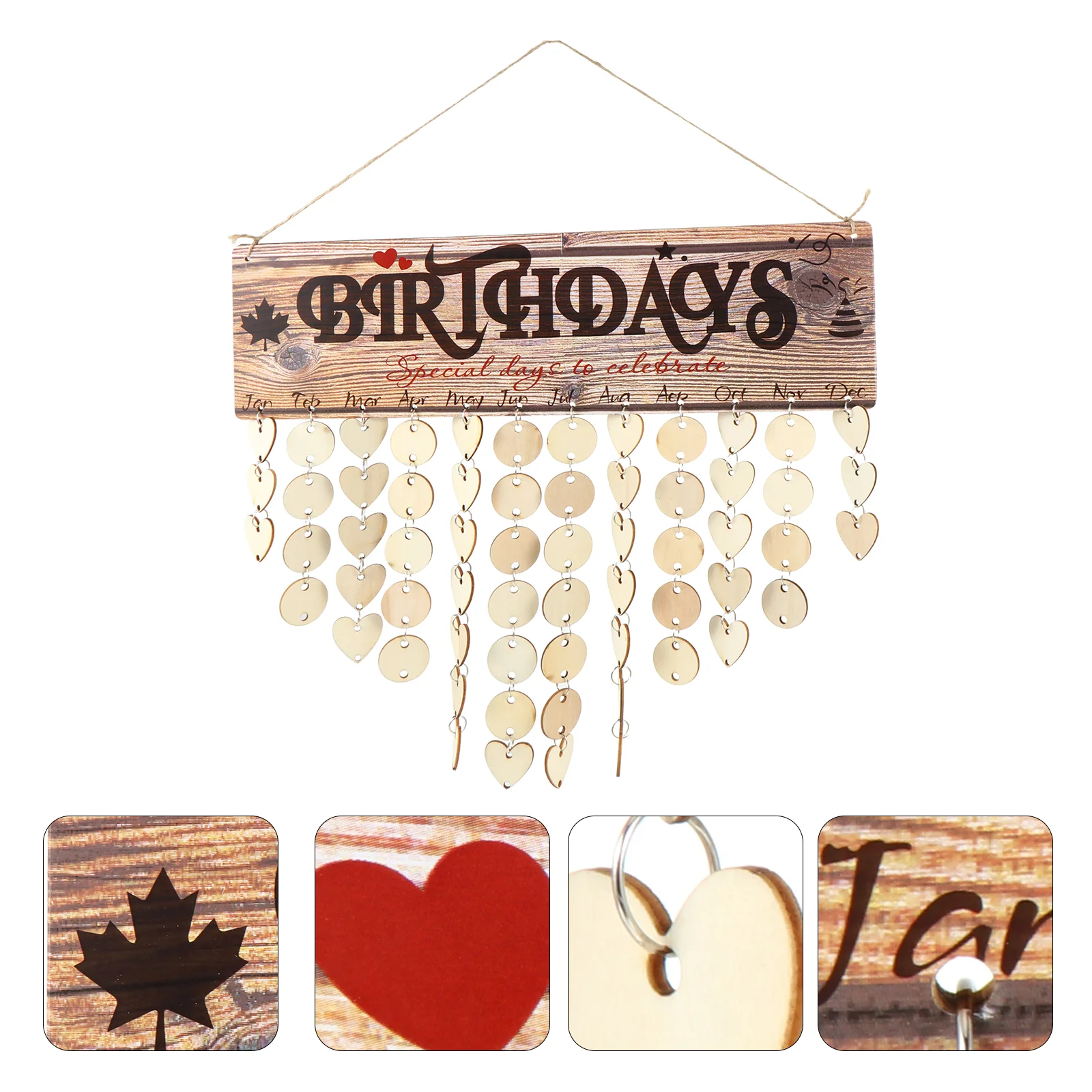 

Birthday Calendar Reminder Family Wall Hanging Board Wooden Plaque Diytags Friend Sign Craft Slices Whiteboardblock Kit Friends
