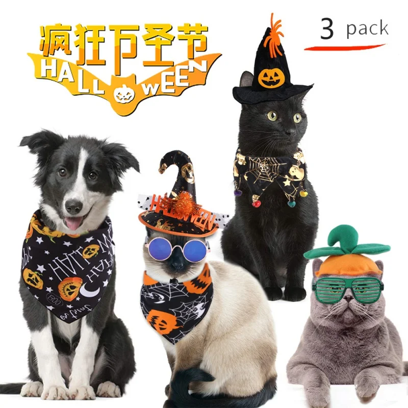 

Halloween Pet Costumes Cosplay Vampire Pirate Cloak Cats Clothes Cape Hat Set Cat Dog Costume Dress Up Photo Props Pets Supplies